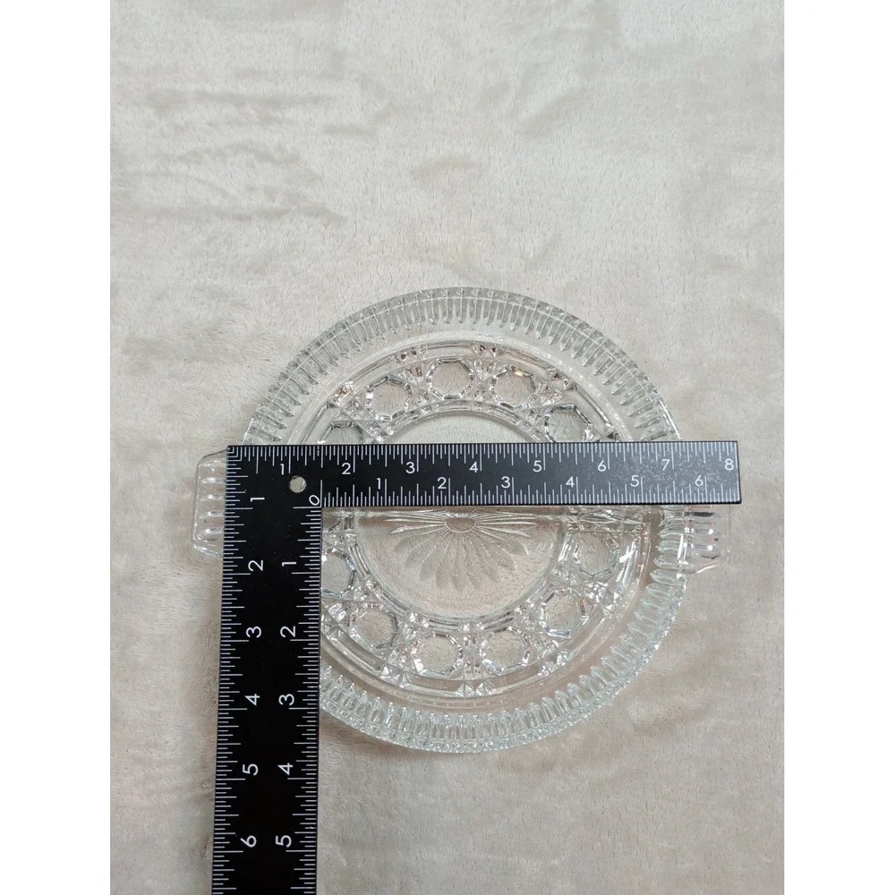 Vtg Clear Pressed Glass Divided Relish‎ Dish Sunburst Serving Tray with Handles